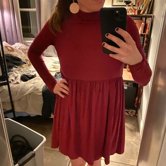 Asos Red Longsleeve Mockneck Dress - Picture 5 of 7